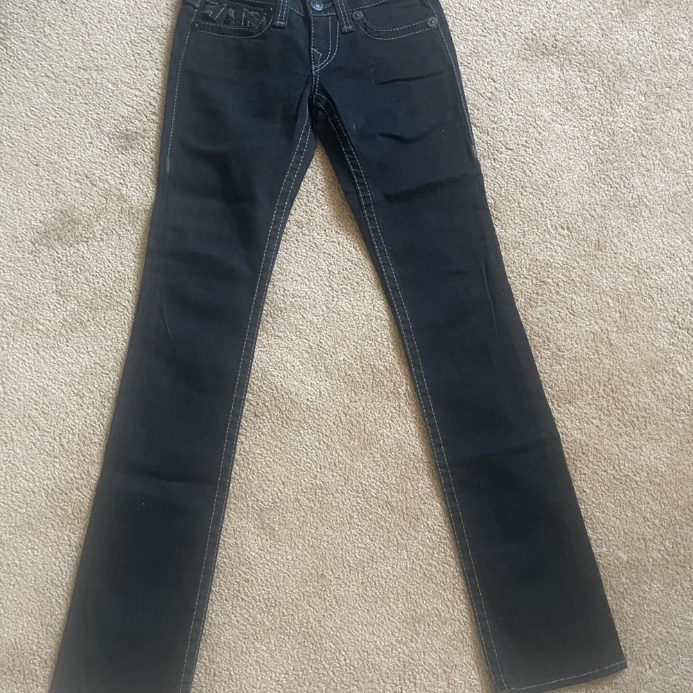 True Religion Women's Black Straight Leg Jeans